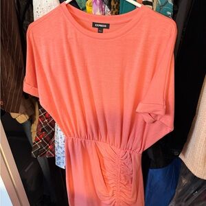 Express Vibrant Coral Short Sleeve Dress